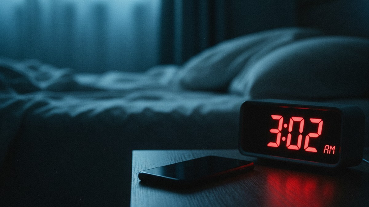 Phone lying face-down on a nightstand at 3AM, representing late-night relationship anxiety