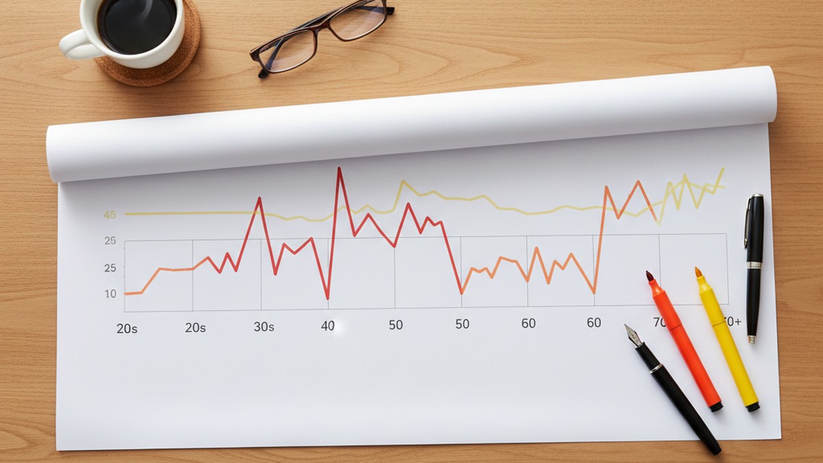 Research papers and data charts on a desk representing age-based infidelity statistics analysis