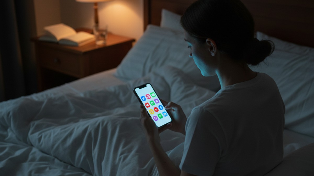 Person checking phone late at night during peak dating app hours