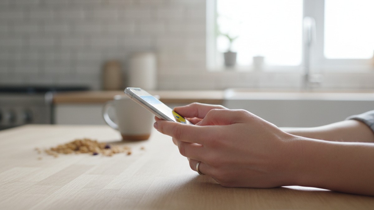 Hands holding a smartphone with the screen tilted away, illustrating secretive phone behavior