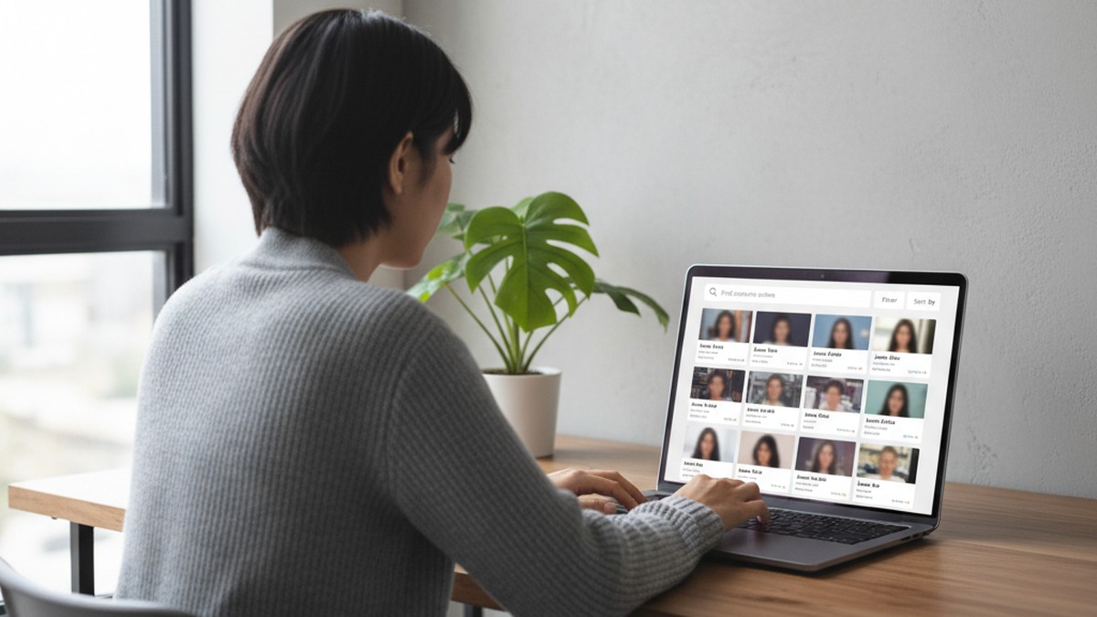 Person at laptop choosing a search method