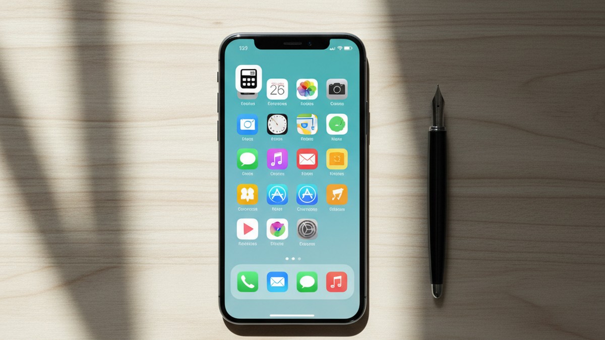 Smartphone flat-lay showing app icons on home screen, illustrating how cheating apps are hidden