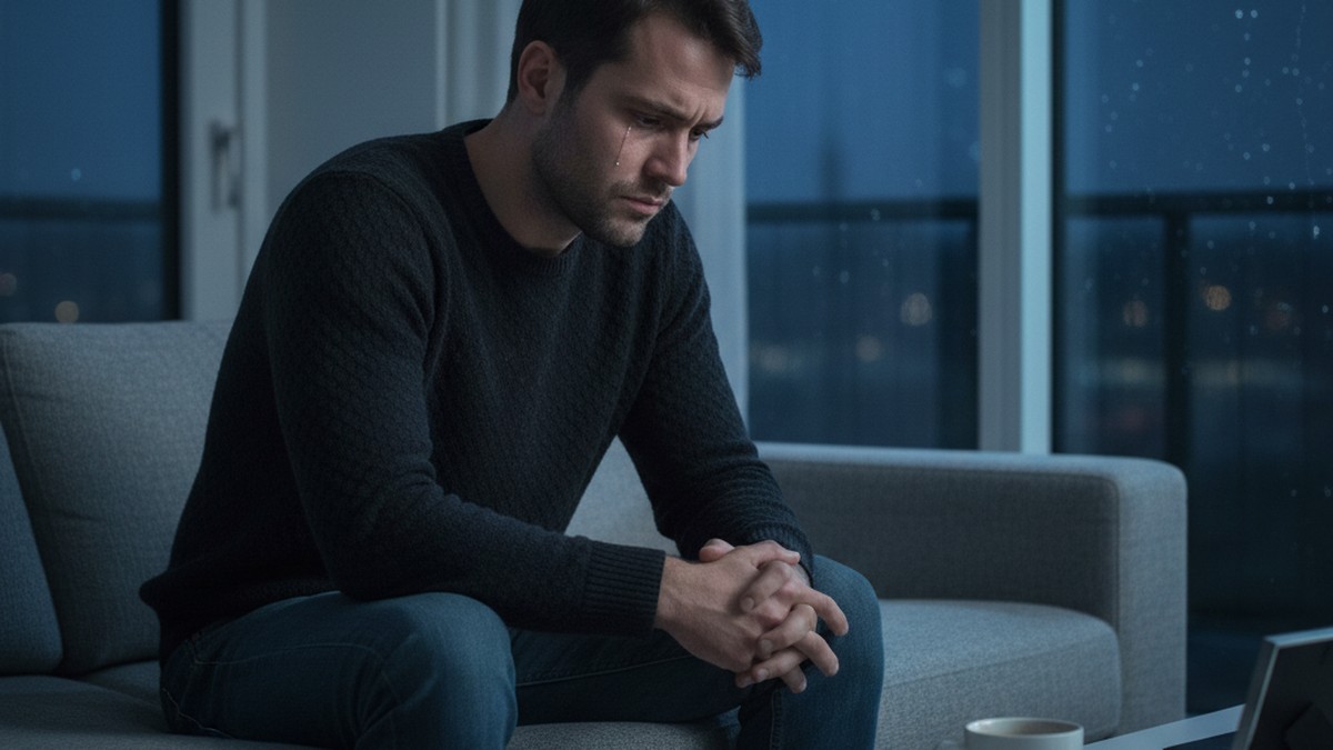 Man sitting alone thoughtfully processing a difficult relationship decision