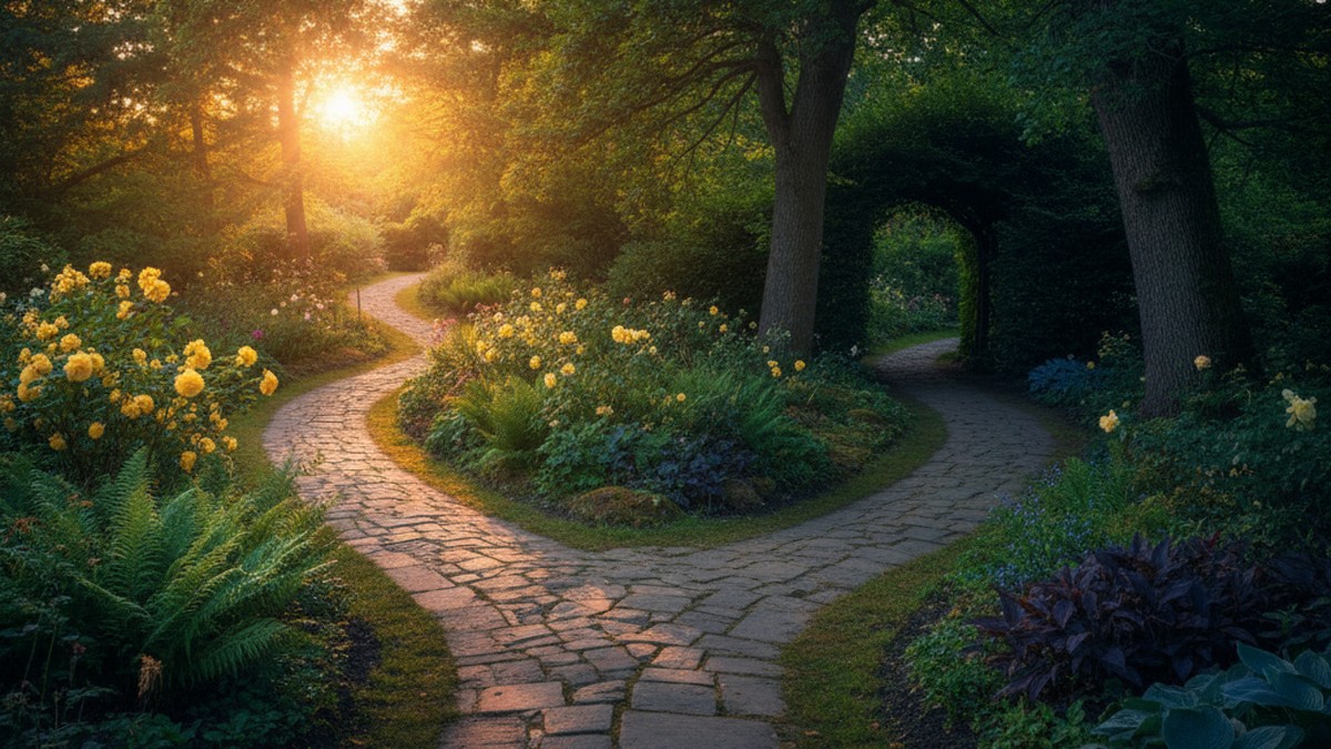 Garden path splitting into two directions, representing the choice between tool types for catching a cheater