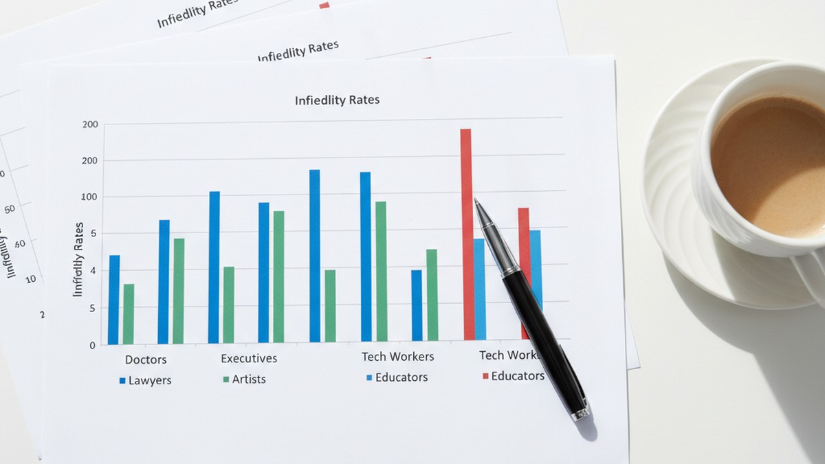 Comparison chart showing infidelity rates across different professional categories