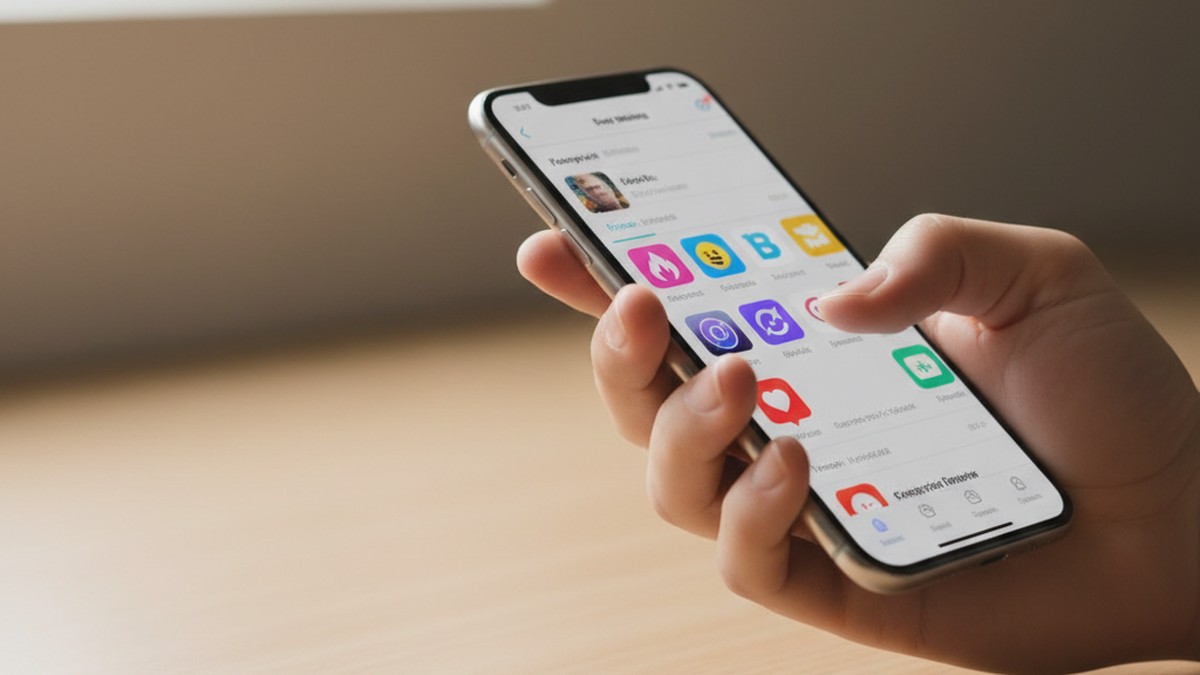 Checking app purchase history on a smartphone screen to find deleted dating apps