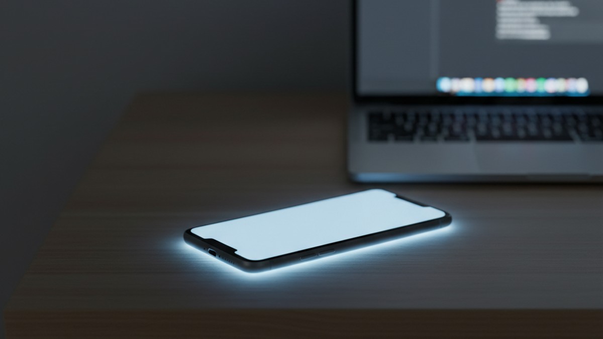 Smartphone screen glowing on nightstand suggesting hidden dating app activity