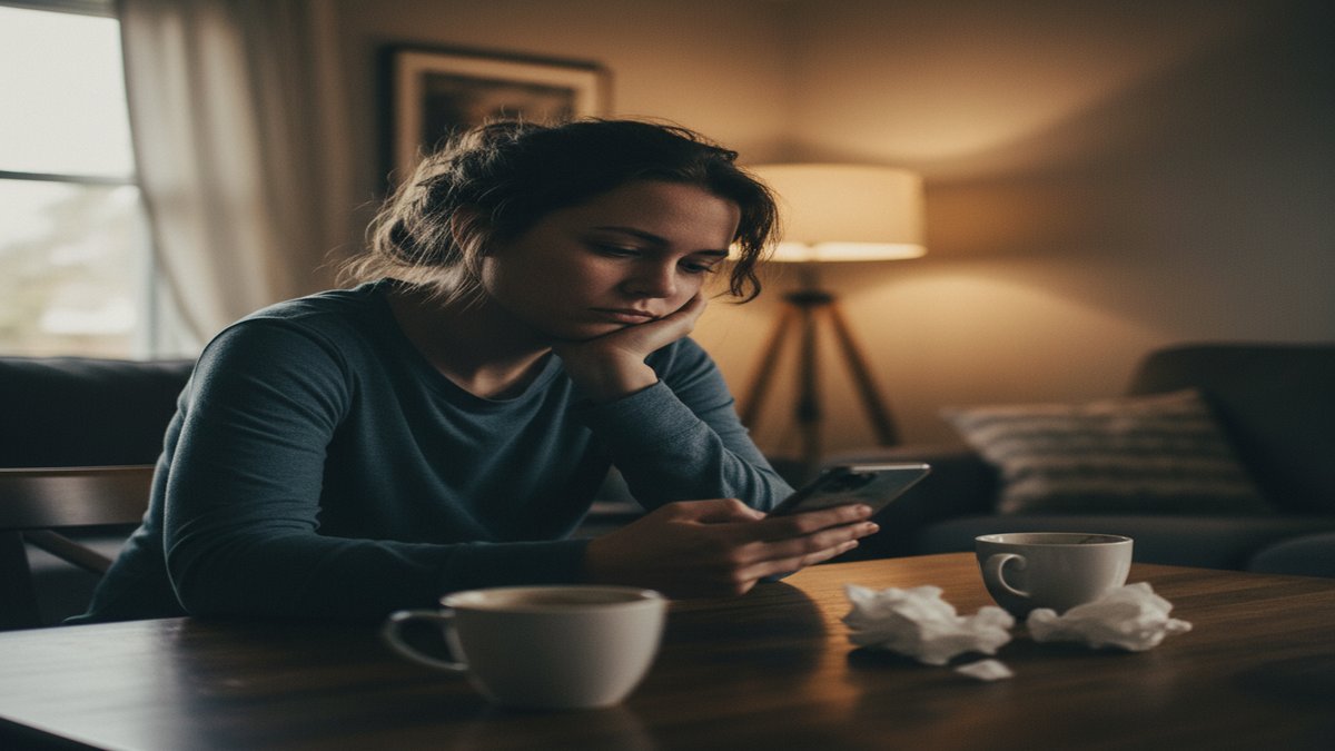 Person contemplating relationship decisions after discovering a partner on Tinder
