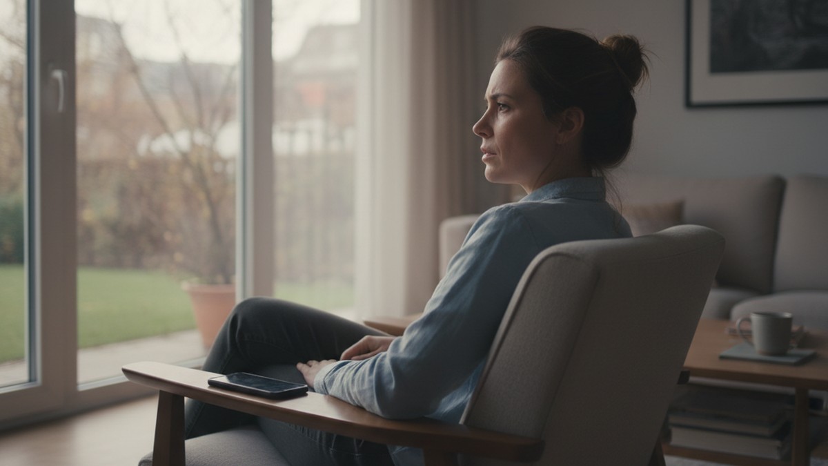 Person sitting alone by a window processing a difficult relationship decision