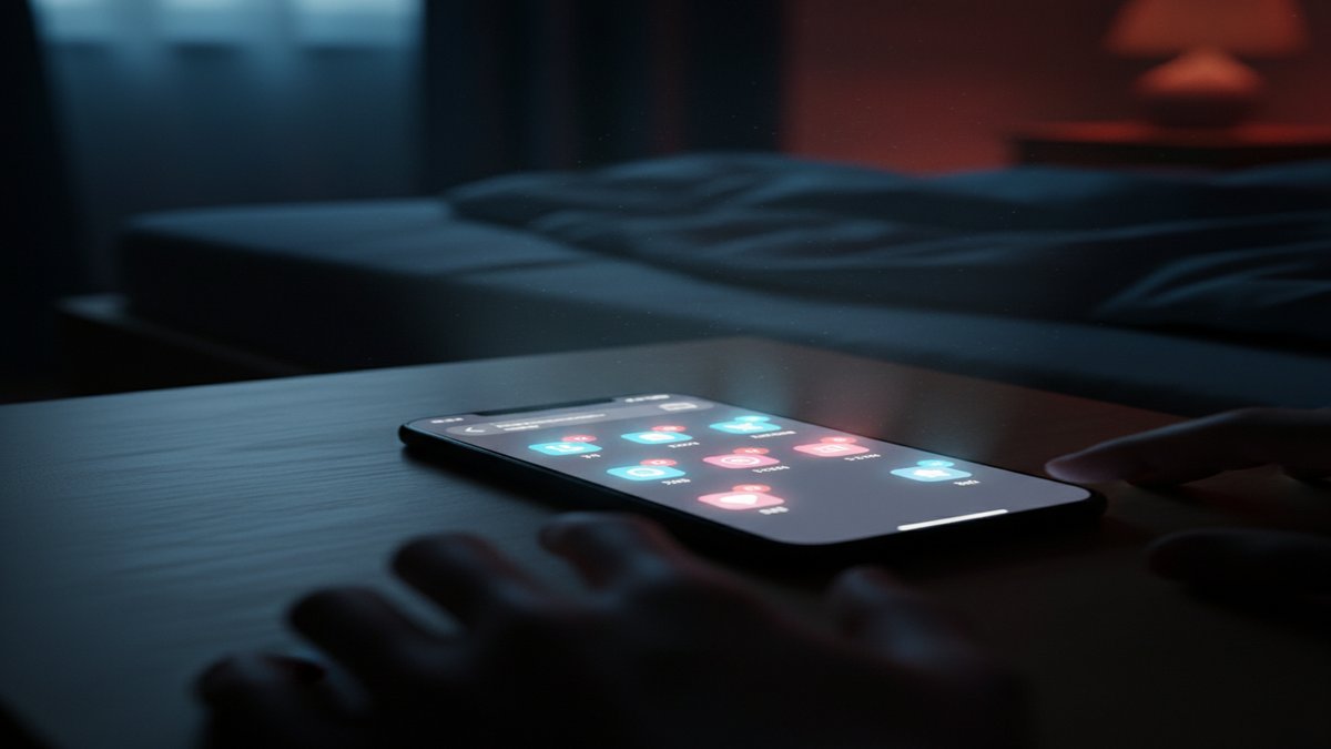 Dating app notifications on a smartphone in a dark room