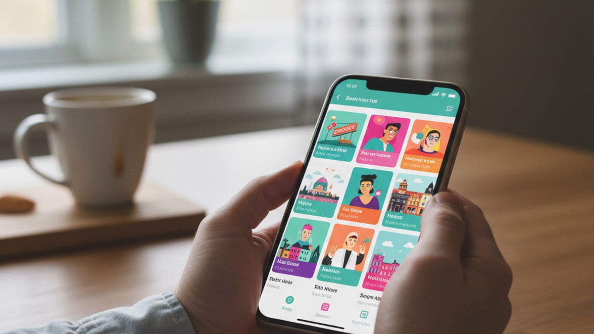 Hands holding smartphone searching for dating profiles in Baltimore