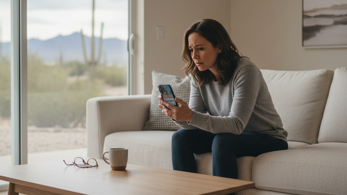 Person sitting alone processing results after a dating app check