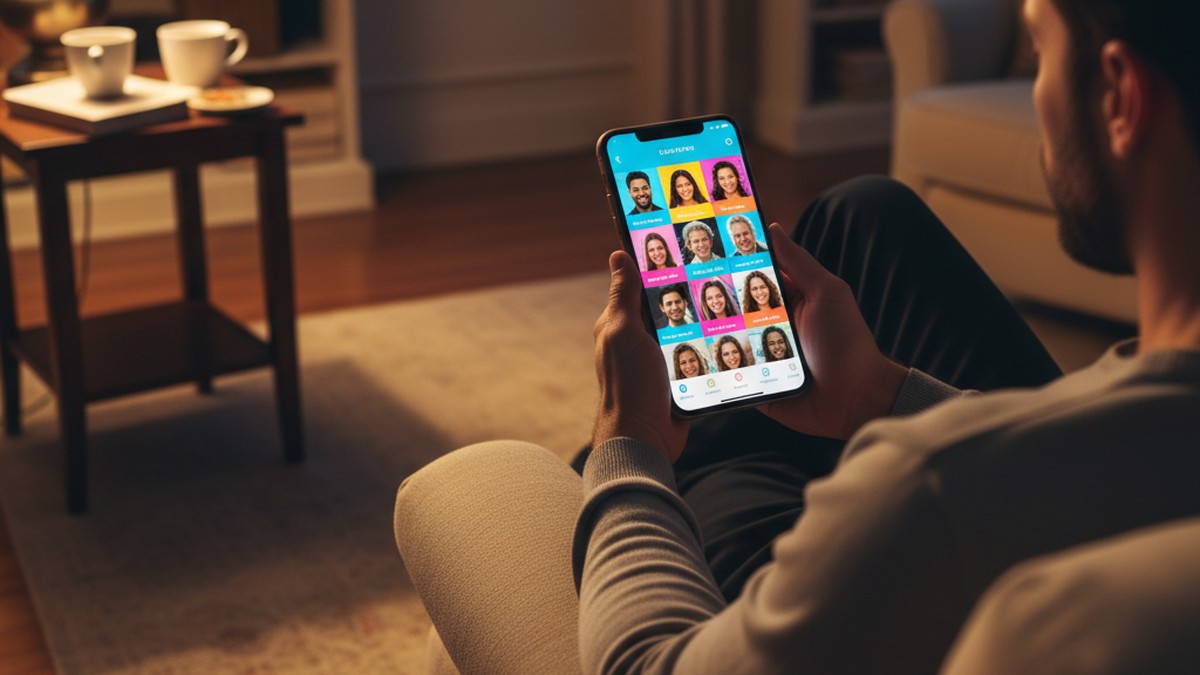 Person browsing dating app profiles on smartphone in Salt Lake City search