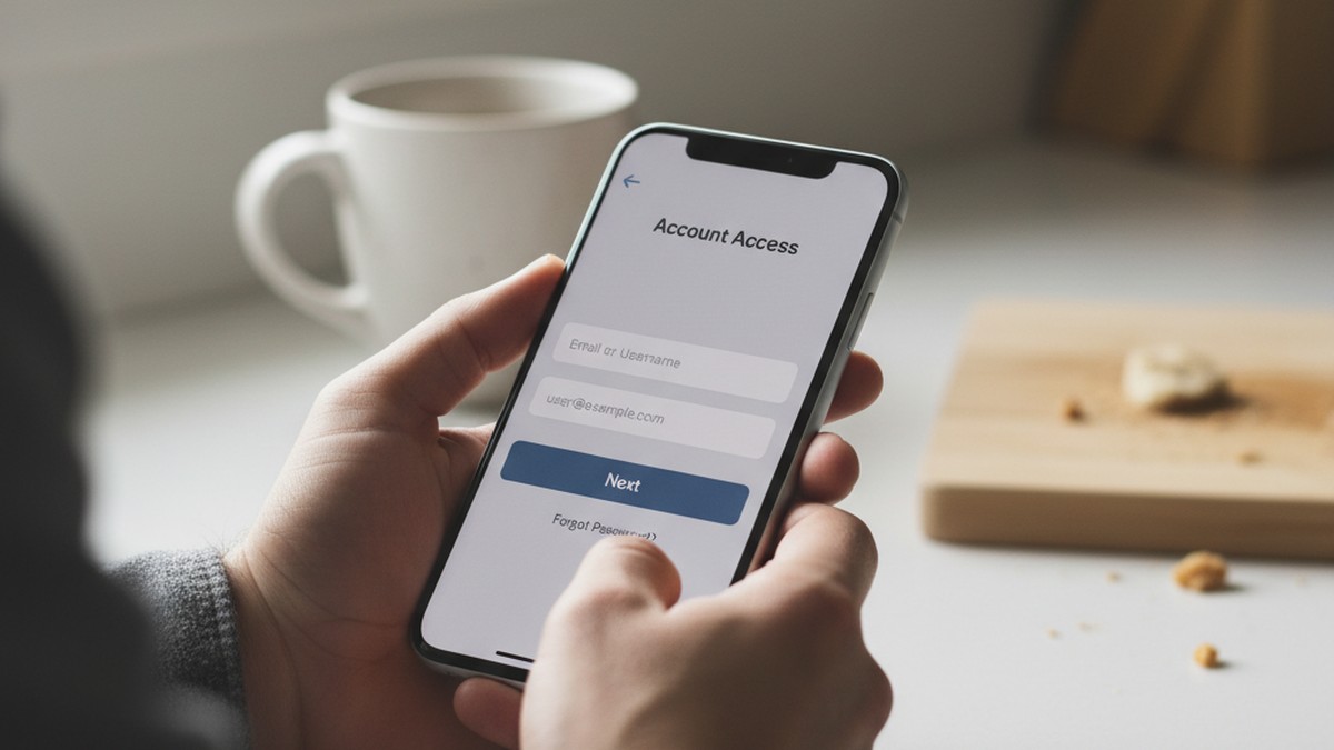 Hands using a smartphone to test the password reset method on a dating app
