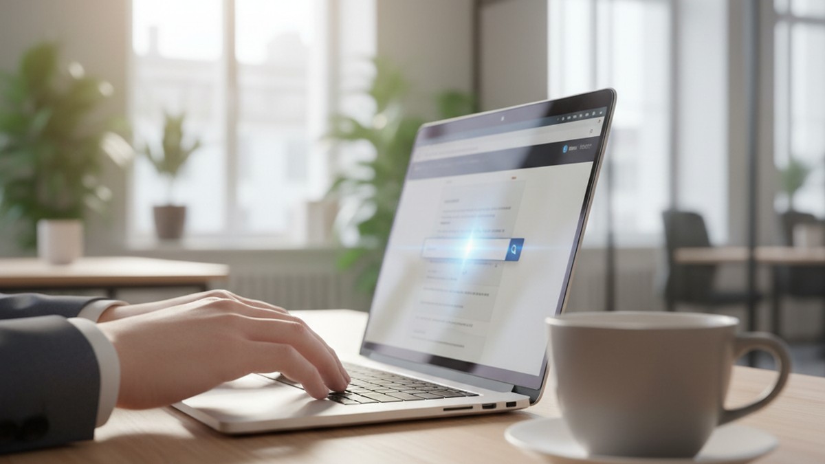 Hands on laptop keyboard running a dating profile search using the Silicon Valley Search Protocol