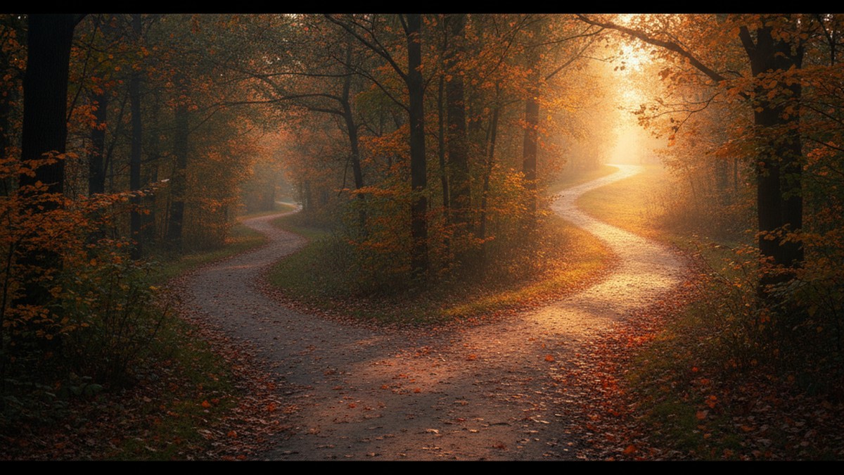 A forked path in a park symbolizing the grass-isn't-greener realization cheaters face after leaving a relationship
