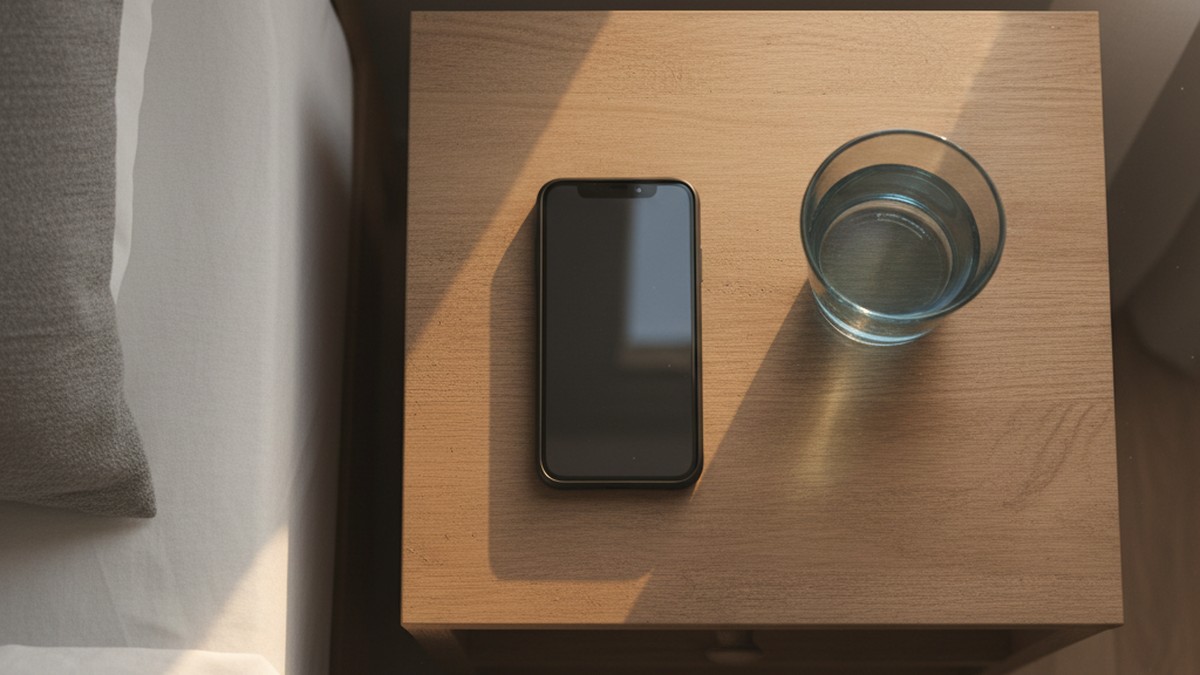 Smartphone lying face-down on nightstand, illustrating why direct phone checking often fails to reveal hidden accounts