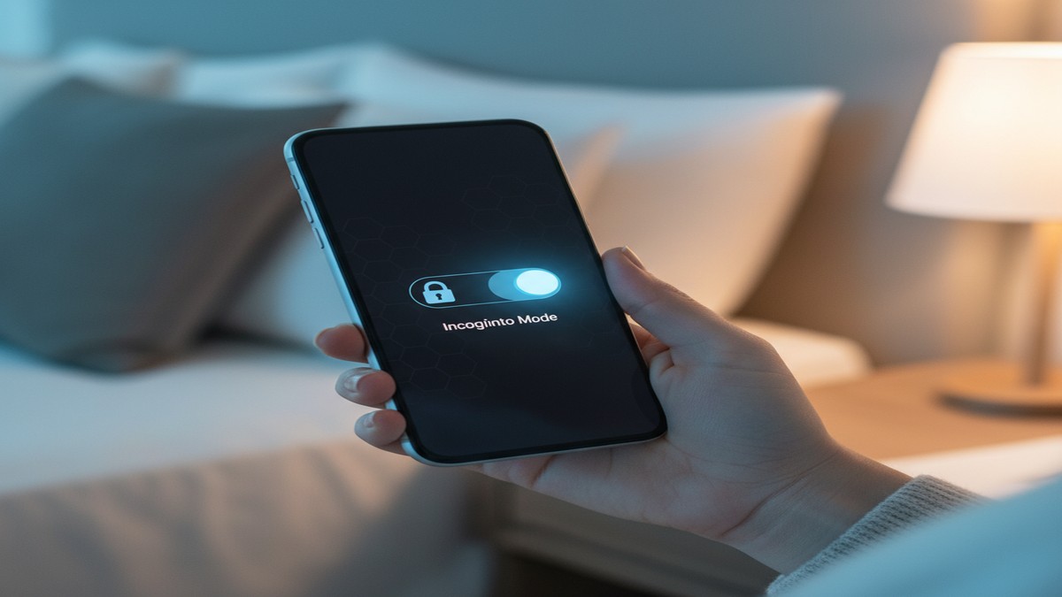 Phone showing privacy settings toggle for dating app incognito mode