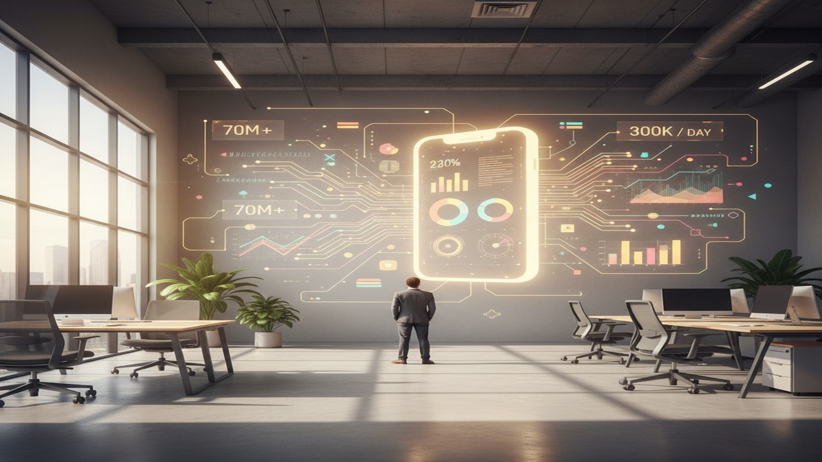 Data visualization showing Bumble user statistics and search trends