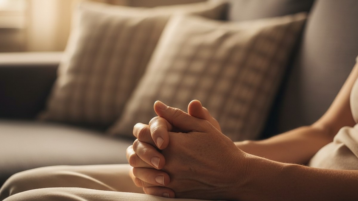 Clasped hands in a quiet moment, symbolizing the personal work of forgiving after infidelity