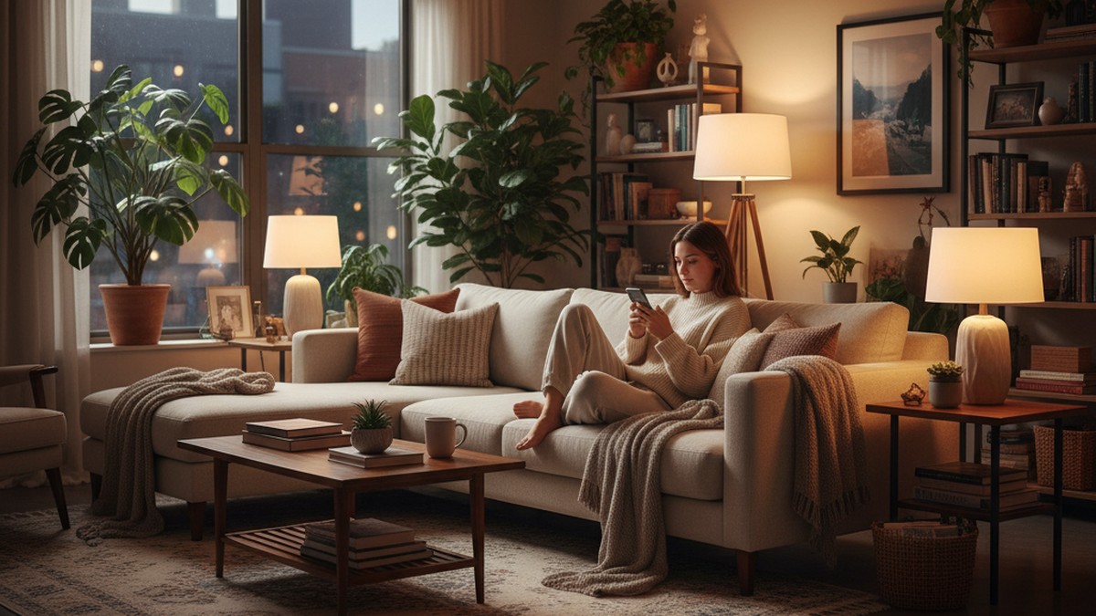 Person relaxed on couch illustrating the comfortable routine of a settled relationship