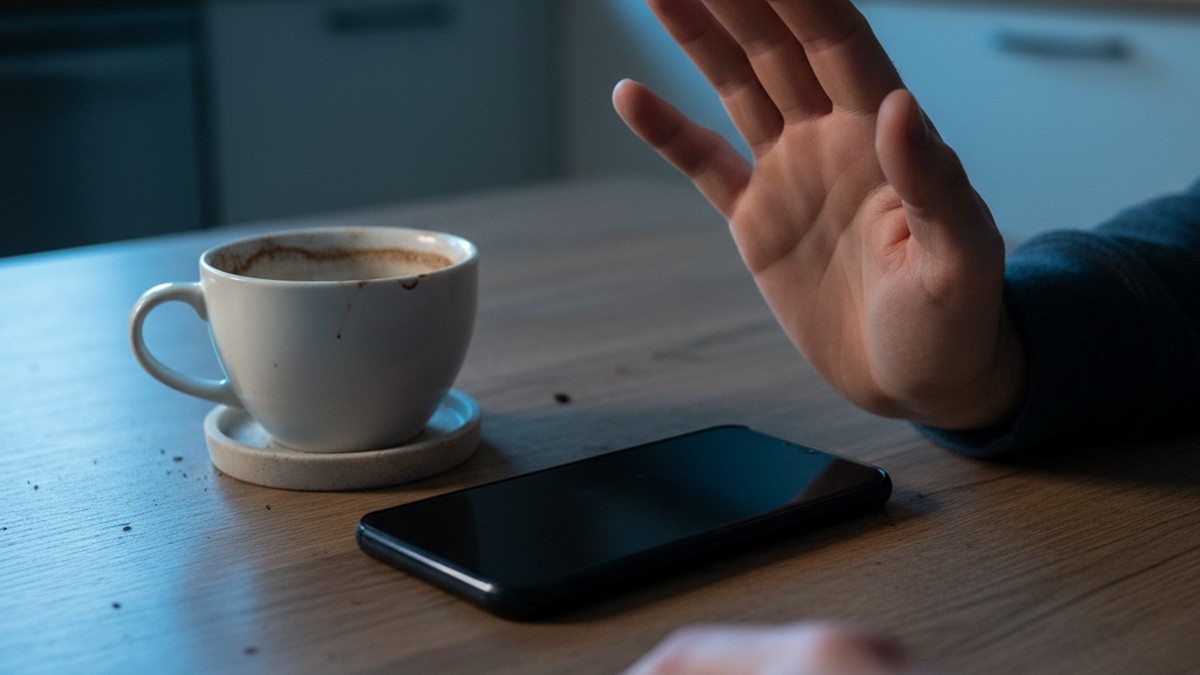 Phone face-down on table illustrating phone secrecy behaviors that signal active concealment