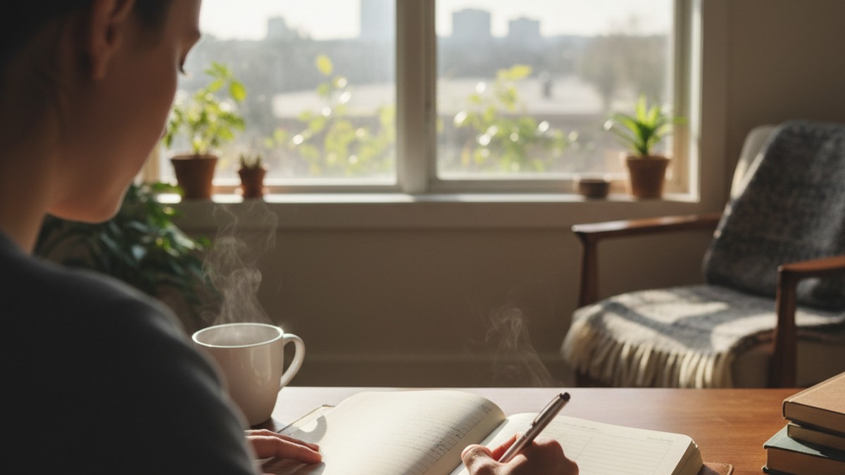 Person writing in a journal by a window, processing emotions after relationship betrayal