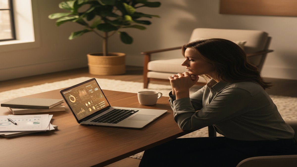 Person researching and comparing options on a laptop