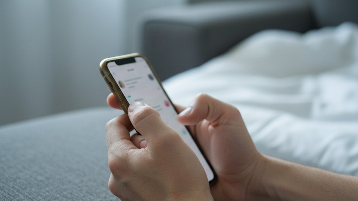 Hands gripping smartphone anxiously, illustrating compulsive checking behavior in relationships