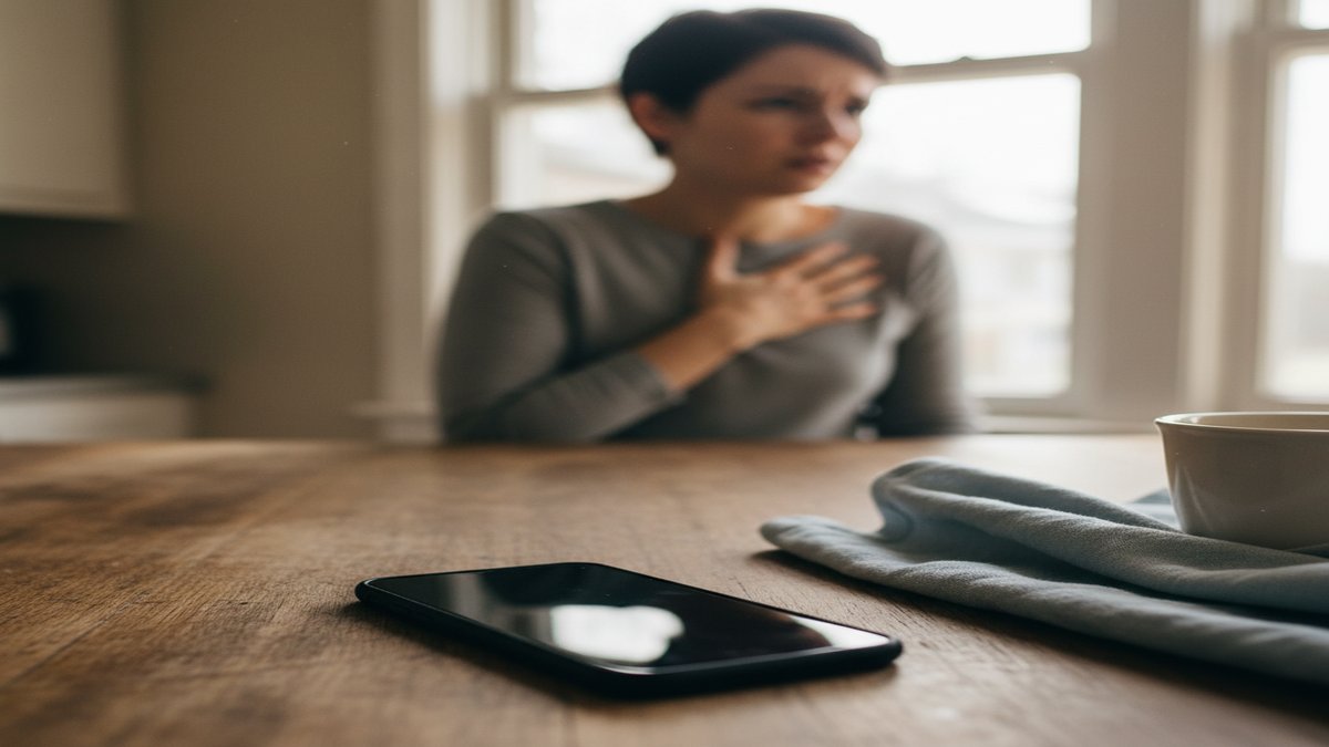 Phone lying face-down on table suggesting hidden dating app activity