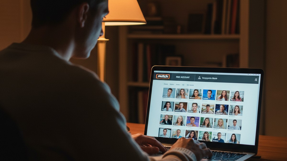 Person browsing Match.com profiles anonymously using a free account with Hidden mode enabled