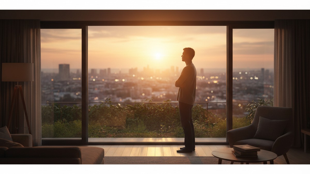 Silhouette of person at window at dusk, reflecting on being cheated on and future relationship risks