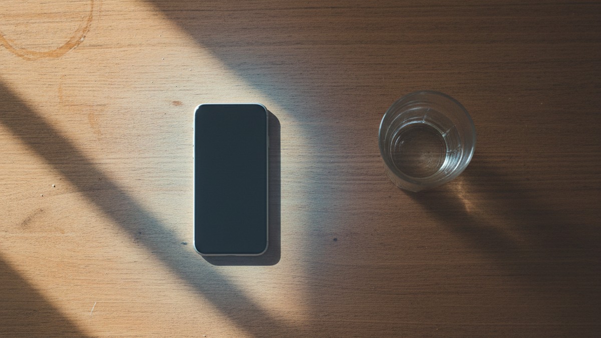 Phone face-down on table — the moment of restraint before retaliation