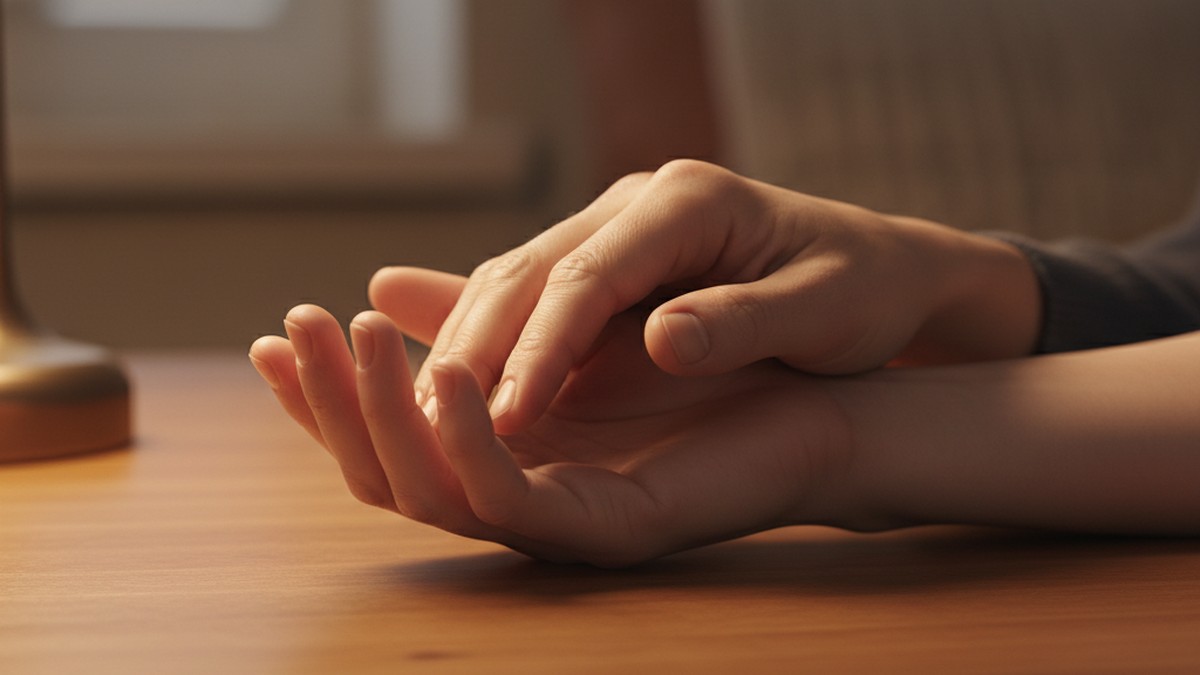 Hands resting in quiet resolve — healthy anger processing after infidelity