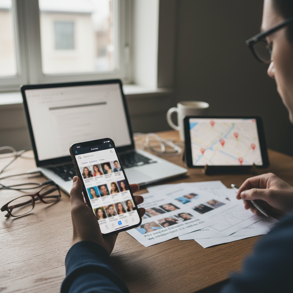 Person searching for dating profiles using third-party tools