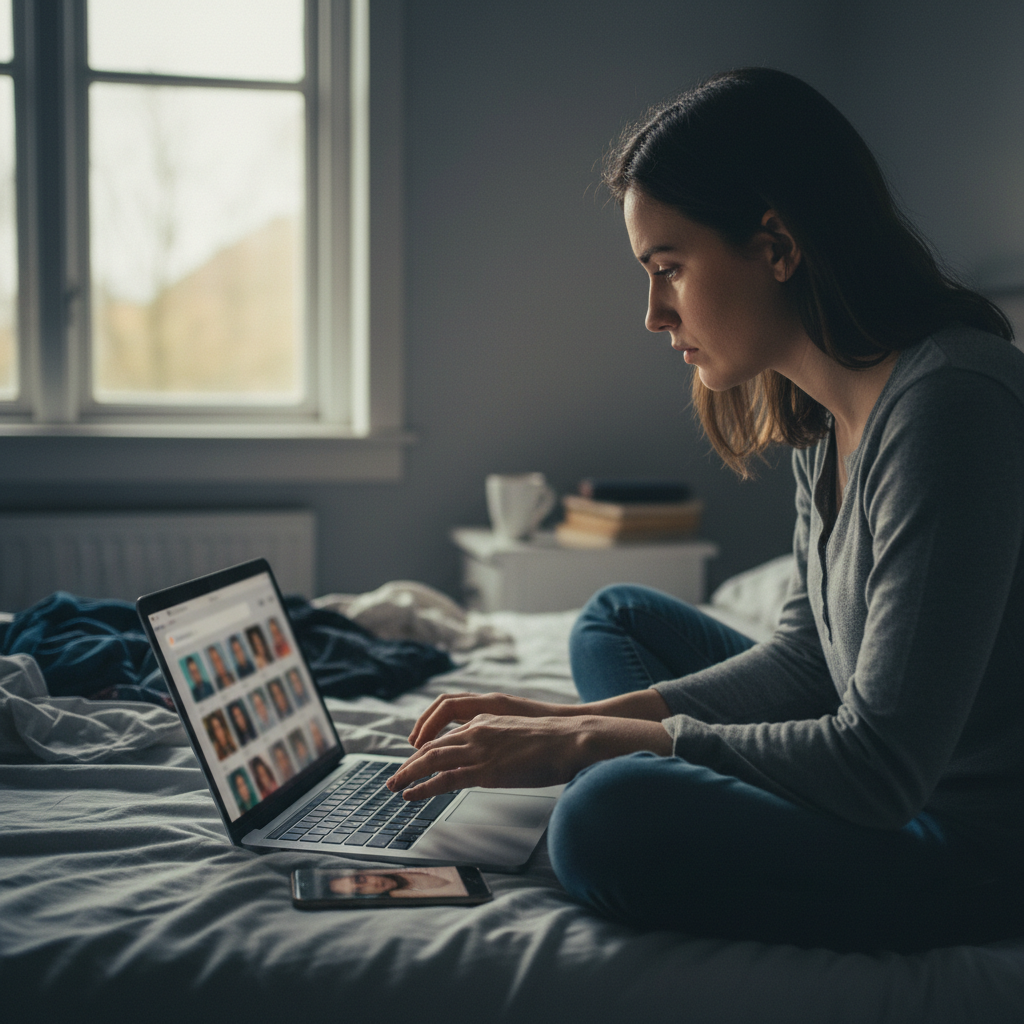 Person reflecting on relationship concerns late at night
