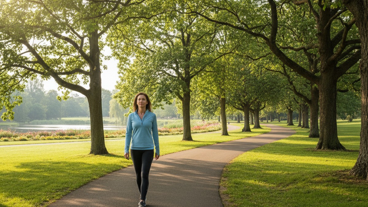 Woman walking in a park, rebuilding confidence after being cheated on