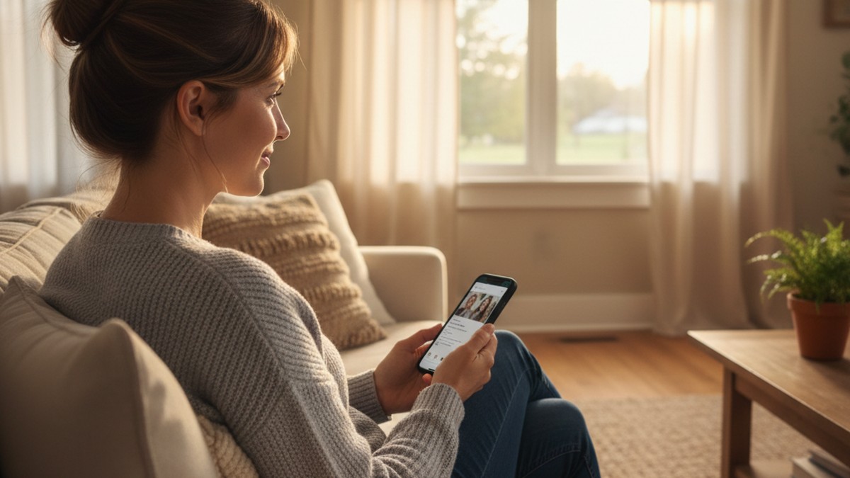 Person looking away from phone, breaking the comparison trap after infidelity
