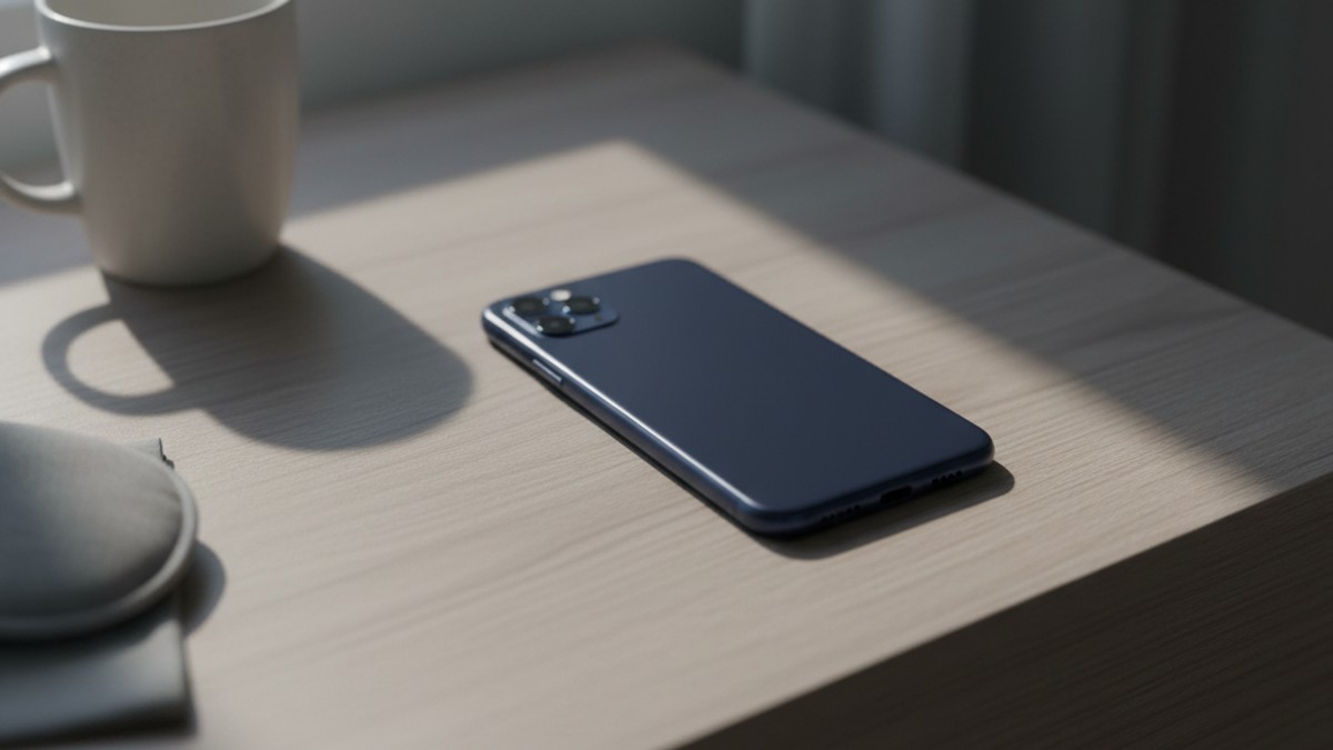 Smartphone face-down on nightstand in soft morning light, representing data privacy limits