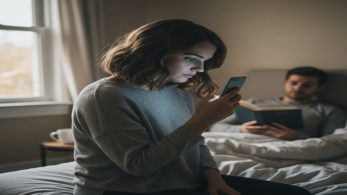 Phone showing notifications in dark room, signs of hidden dating app activity