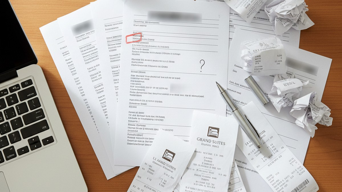 Credit card statements and receipts showing unexplained charges