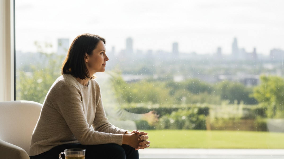 Person sitting by a window in quiet reflection, making a considered relationship decision