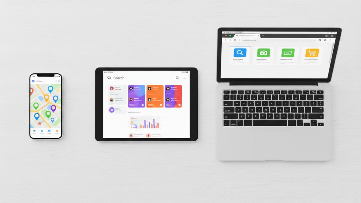 Multiple devices showing dating apps for multi-platform search coverage