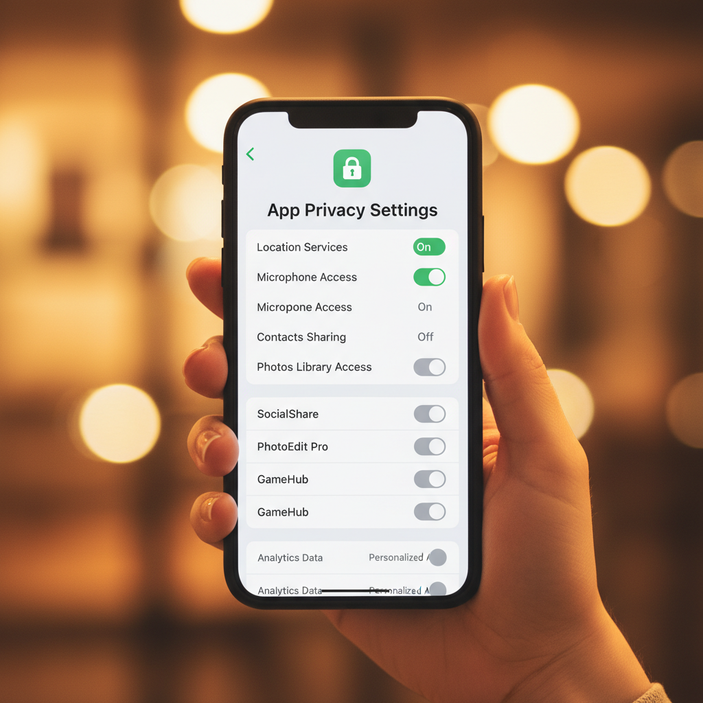 Smartphone showing dating app privacy settings