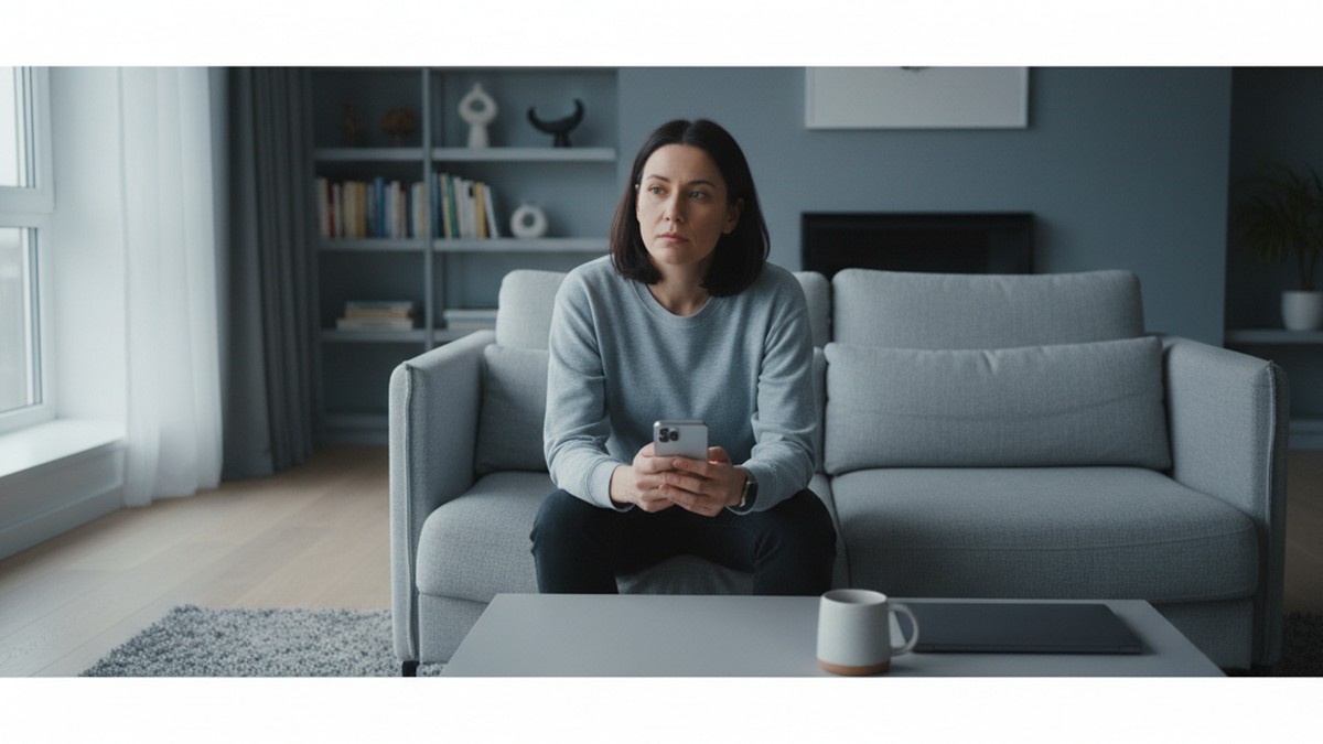 Person sitting alone processing the discovery of a hidden dating profile
