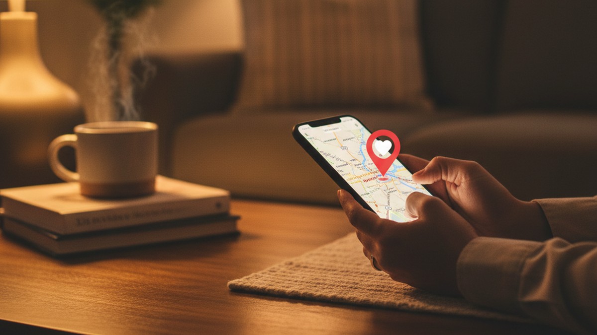 Person checking phone location map, illustrating how Tinder tracks Nashville profiles