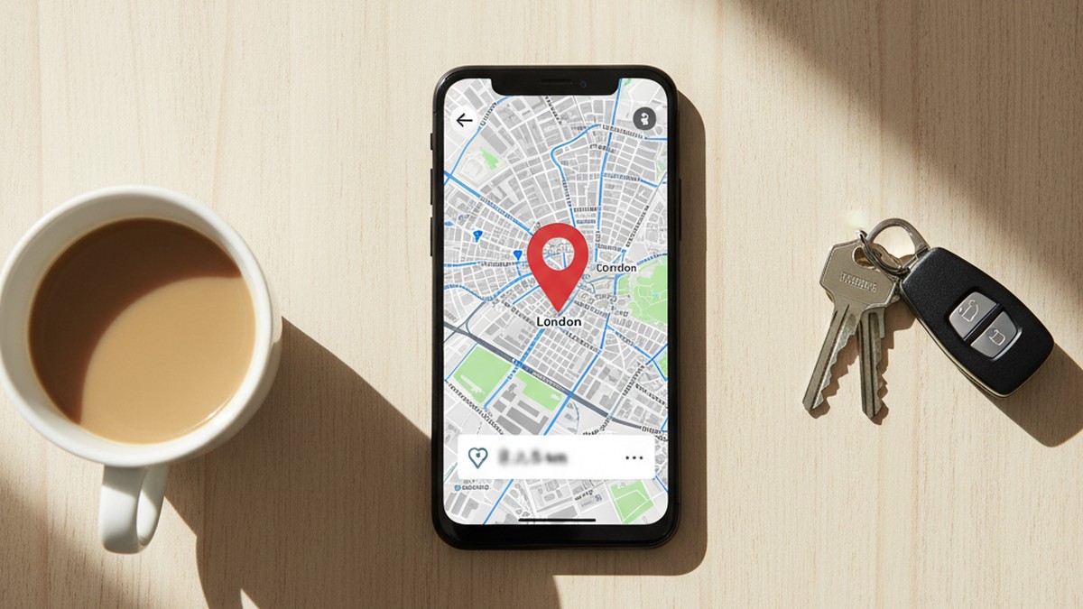 Smartphone with GPS location map showing dating app search radius in Orlando