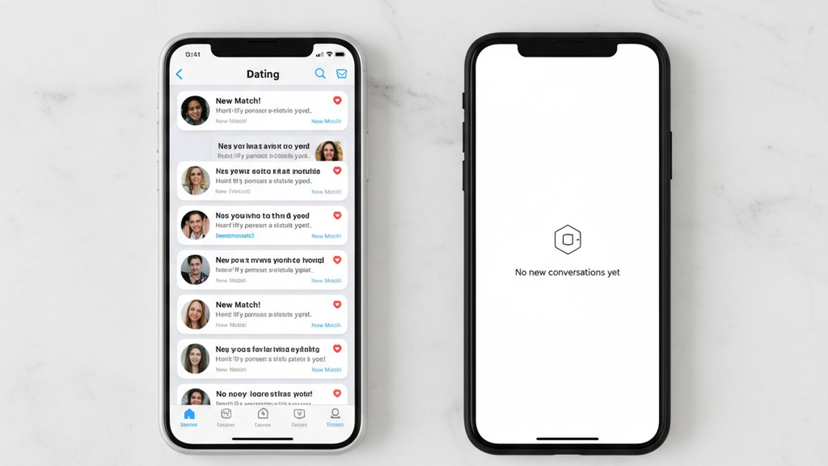 Two smartphones side by side showing the difference between being unmatched and blocked on Tinder