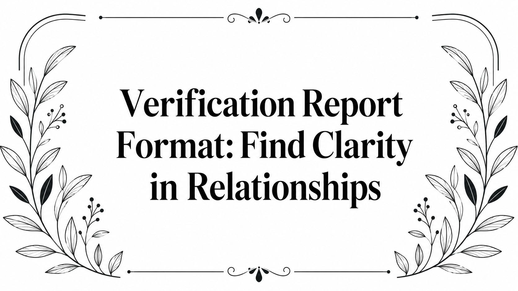 Verification Report Format: Find Clarity in Relationships
