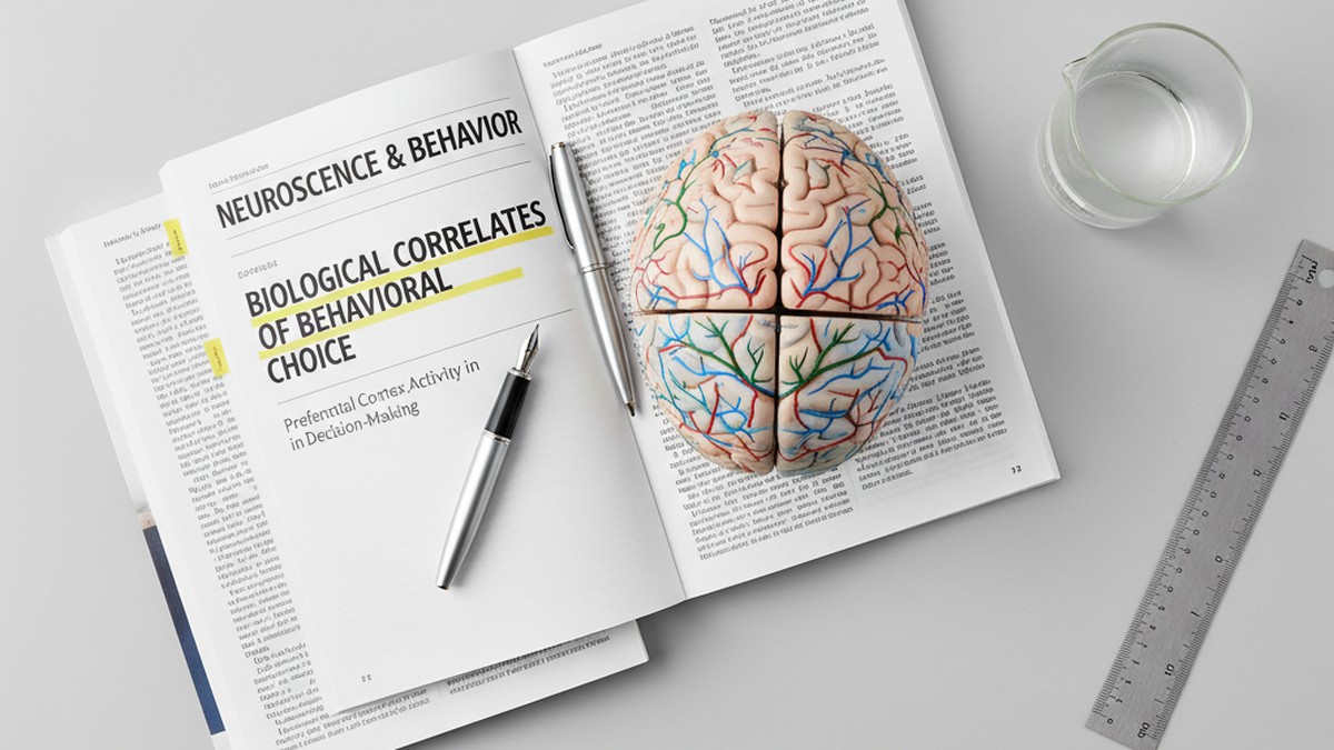 Anatomical brain illustration on research desk representing the neuroscience of male infidelity and dopamine reward systems
